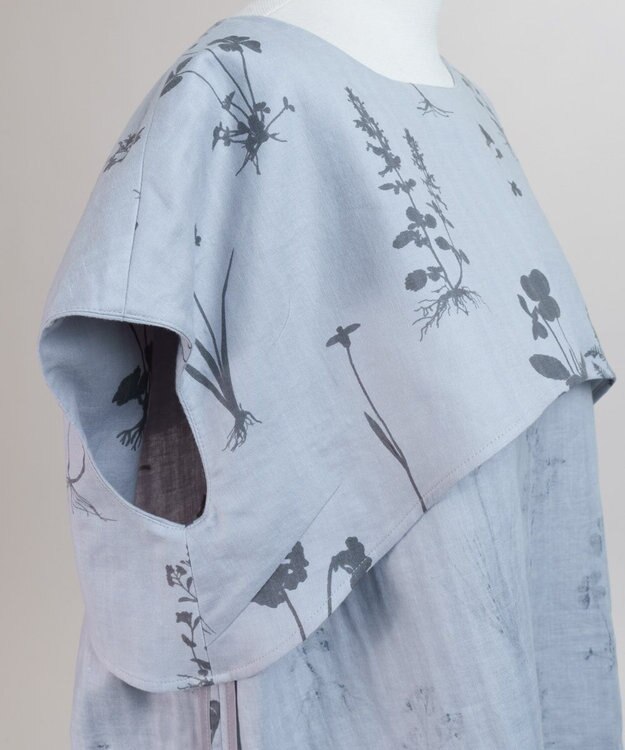 muuc 【ゆったりシルエットで涼しく上品】植物の影絵プリント プルオーバー グレー