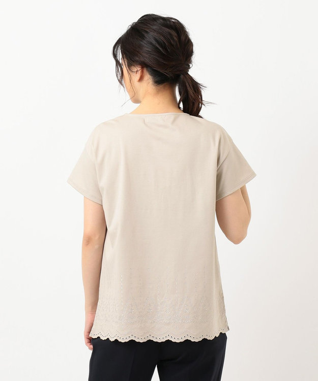 J.PRESS LADIES L 【UVケア・接触冷感】コンパクトコットンスムース 裾刺繍 カットソー ベージュ系