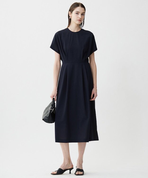 ICB L 【接触冷感・吸水速乾・防シワ・UVケア・洗える】 エステルドライトロ ワンピース ネイビー×ブラック系