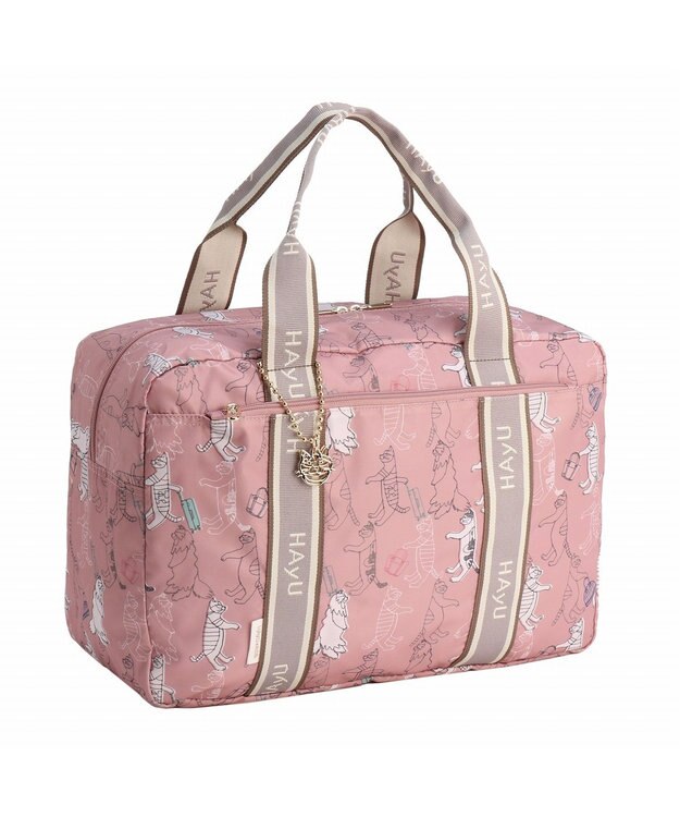 ACE BAGS & LUGGAGE HAyU × ace.  フォールディング 折り畳みボストンバッグ 猫柄 32L 17863 ピンク柄