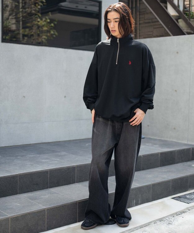 WEGO 【WEB限定/25年秋冬新作/ユニセックス着用ITEM】別注USPOLOハーフZIPPO スミクロ