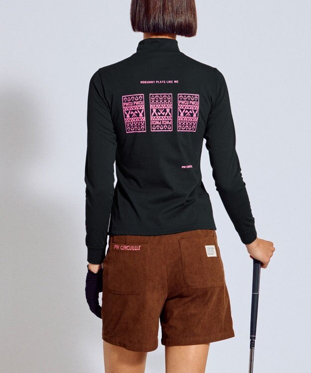 PW CIRCULUS 【吸水速乾 / UV遮蔽率99.5% UVカット / ストレッチ】【WOMEN】DELFT ロングスリーブモックT ゴルフウェア レディース ブラック系