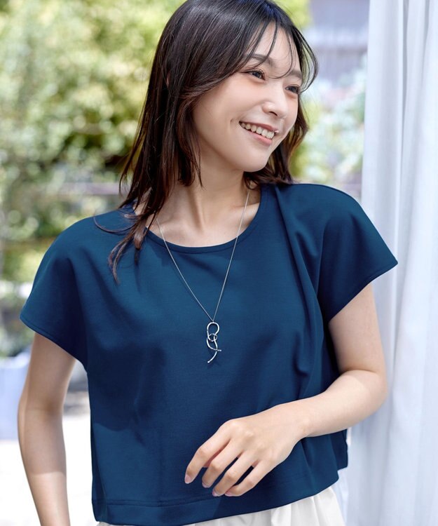 Tiaclasse 【洗える】シャツドッキングフレンチスリーブカットソー ターコイズ