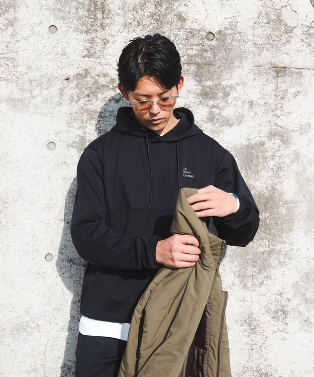 SHARE PARK MENS 【UVカット・吸水速乾・ストレッチ・軽量・アンチピリング 】ダンボールフードパーカー（L・XLサイズ） ブラック系