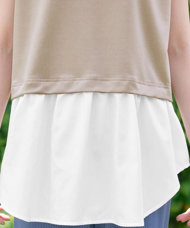 Tiaclasse 【洗える】シャツドッキングフレンチスリーブカットソー ベージュ