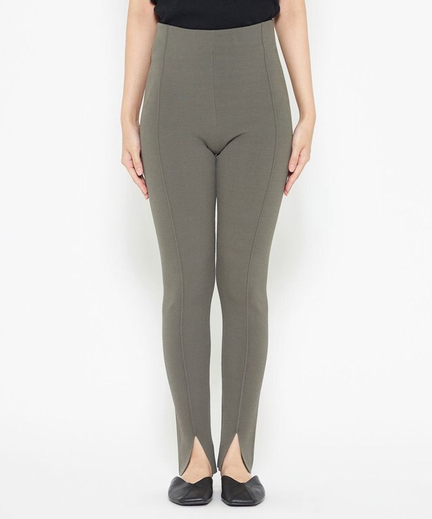 uncrave 【洗える】スムースニット レギンス（uncrave WHITE） カーキグレー