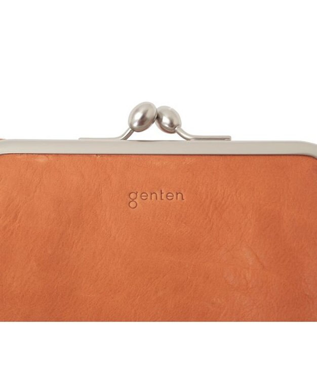 genten アンティーコ×LIBERTY 口金二つ折り財布 オレンジ