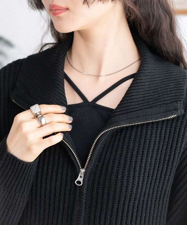 WEGO ダブルジップショートカーデ ブラック