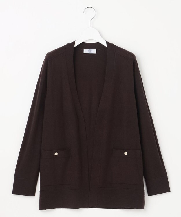 J.PRESS LADIES L KNIT BASIC ロング カーディガン ダークブラウン系