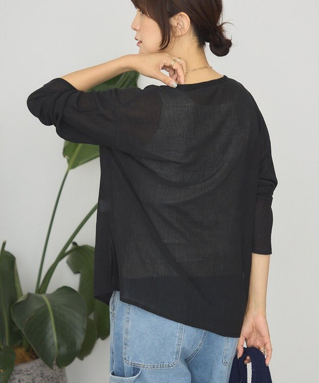 AMERICAN HOLIC 楊柳シアーブラウス Black