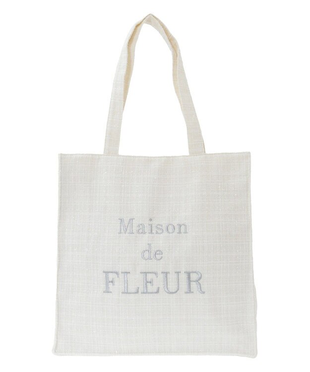 Maison de FLEUR ツイードロゴ刺繍スクエアトートバッグ Ivory