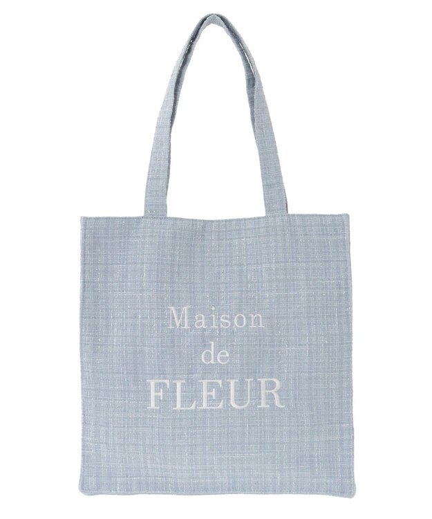 Maison de FLEUR ツイードロゴ刺繍スクエアトートバッグ Grayish Blue