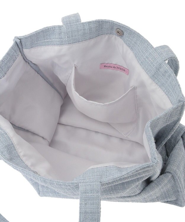 Maison de FLEUR ツイードロゴ刺繍スクエアトートバッグ Grayish Blue