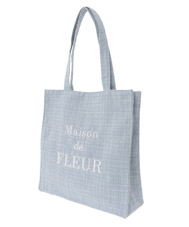 Maison de FLEUR ツイードロゴ刺繍スクエアトートバッグ Grayish Blue