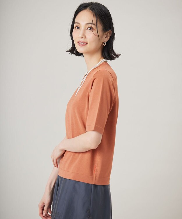 自由区 【アンサンブル対応・洗える】アセテートコットンプルオーバー ニット レッド