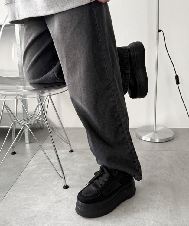 WEGO 厚底ワイドシューレーススニーカー ブラック