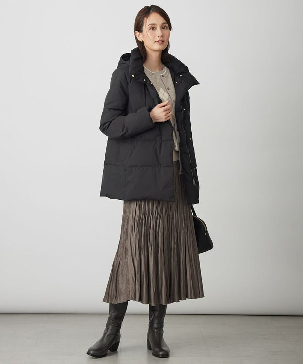 J.PRESS LADIES S 【洗える・2way】タフタダウン ミドル丈 コート ブラック系