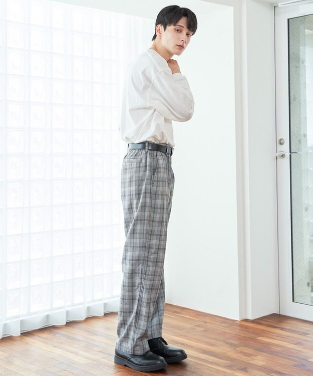 WEGO 【ウエストゴム】TRイージーストレートパンツ 柄1