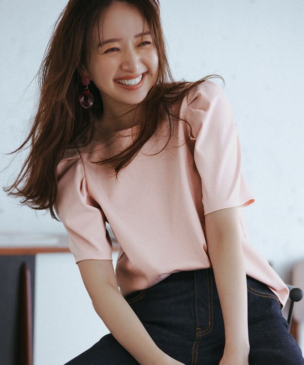 uncrave ダブルフェイスジャージー ボリュームスリーブカットソー ピンク