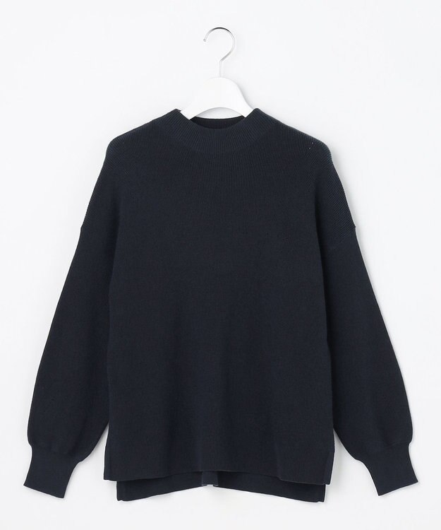 ANY SIS CICA加工 ビューティ畔ボトルネック ニット ネイビー