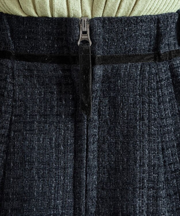 Tiaclasse L ベロアラインツイードスカート チャコールグレー