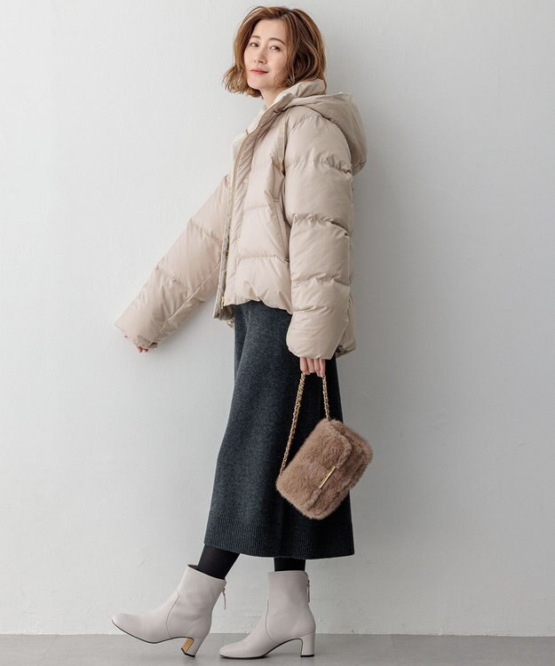 23区 L 【洗える/撥水加工】シレータフタ コンパクト ダウンコート ベージュ系