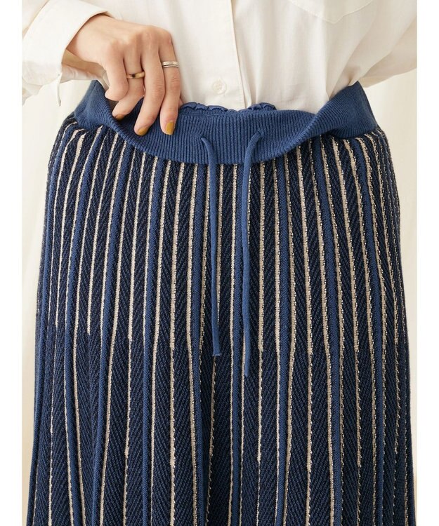 CRAFT STANDARD BOUTIQUE 配色ストライプニットスカート Blue