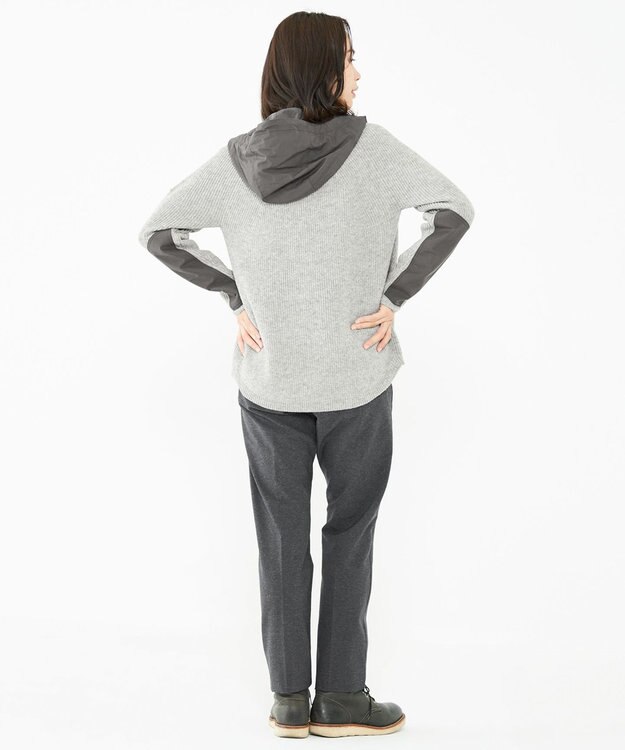 JOSEPH ABBOUD MOUNTAIN 【UNISEX】リサイクルウールポリ ニットパーカー ライトグレー系