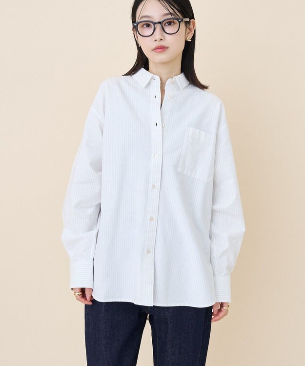 AMERICAN HOLIC オックスベーシックシャツ Stripe White