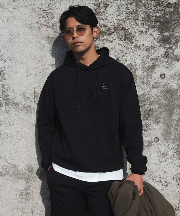 SHARE PARK MENS 【UVカット・吸水速乾・ストレッチ・軽量・アンチピリング 】ダンボールフードパーカー（L・XLサイズ） ブラック系