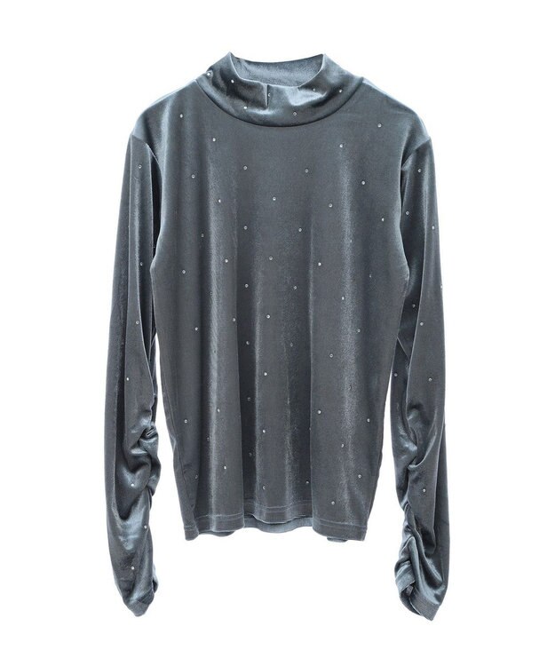 Green Parks ラインストーンハイネックトップス Blue