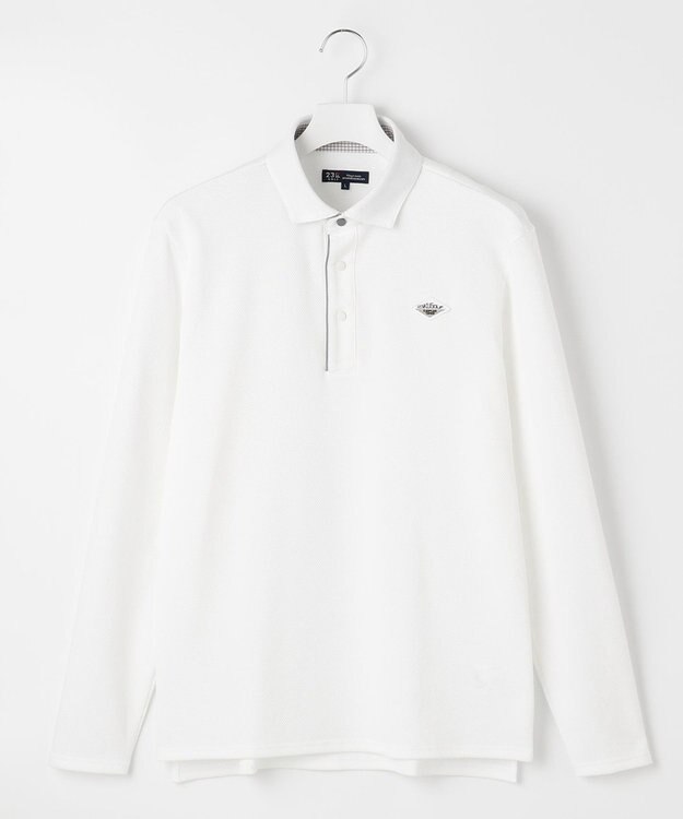 23区GOLF 長く愛せる定番人気！【MEN】【日本製】ハニカムカノコ 長袖ポロシャツ ホワイト系