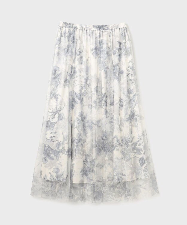 GRACE CONTINENTAL シャドーフラワープリントスカート グレー
