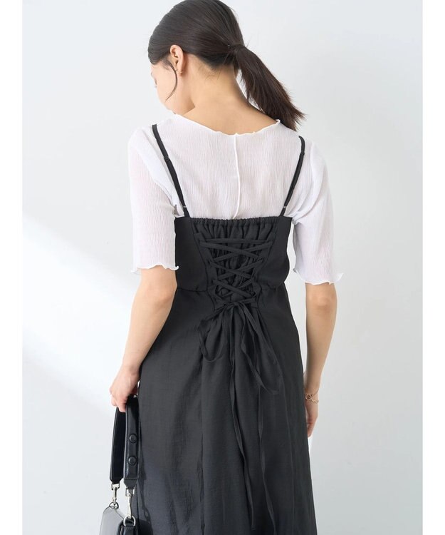 earth music&ecology バックレースアップワンピース Black