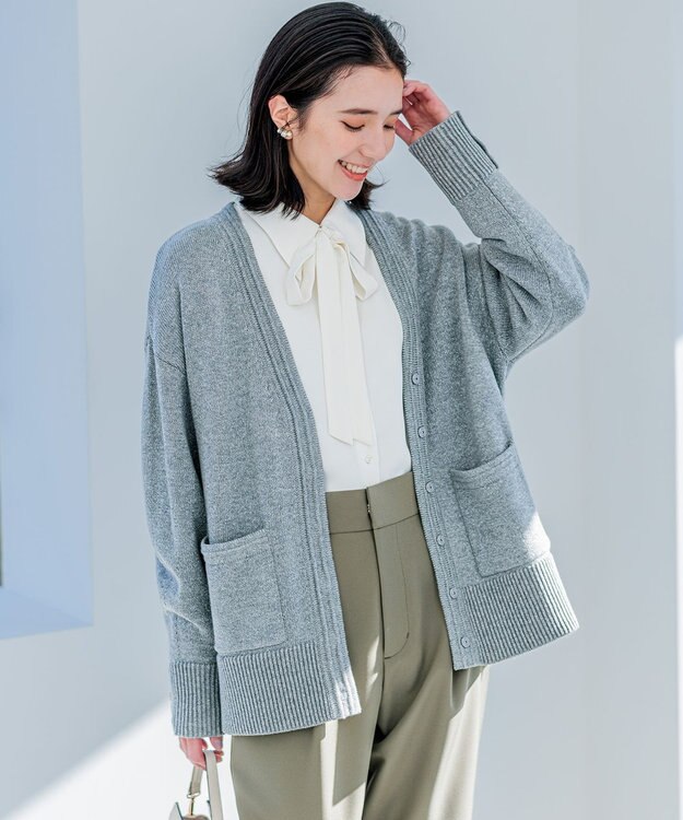 組曲 【WEB限定】SOBANEラメカーディガン ライトグレー系