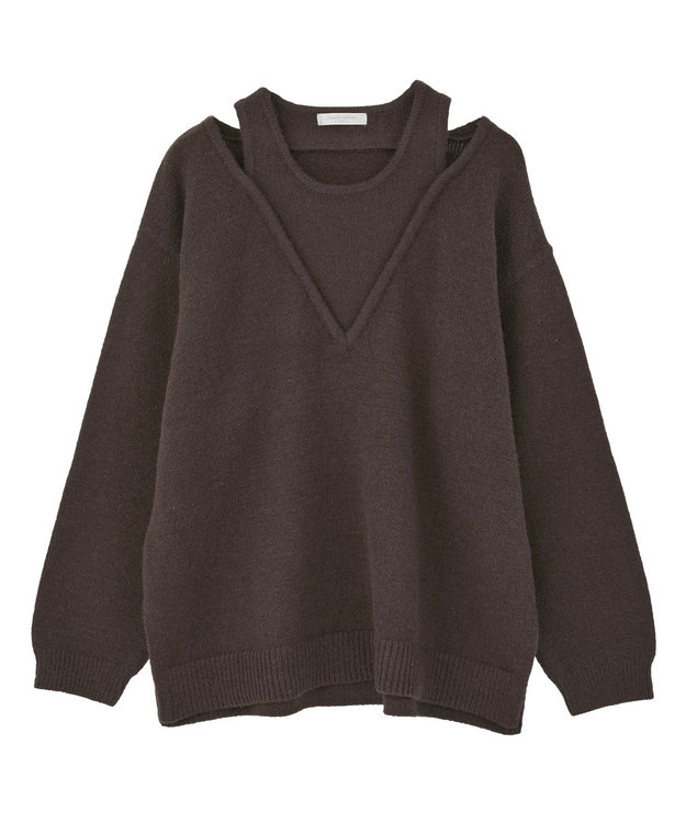 フェイクレイヤードVネックニットプルオーバー / Green Parks