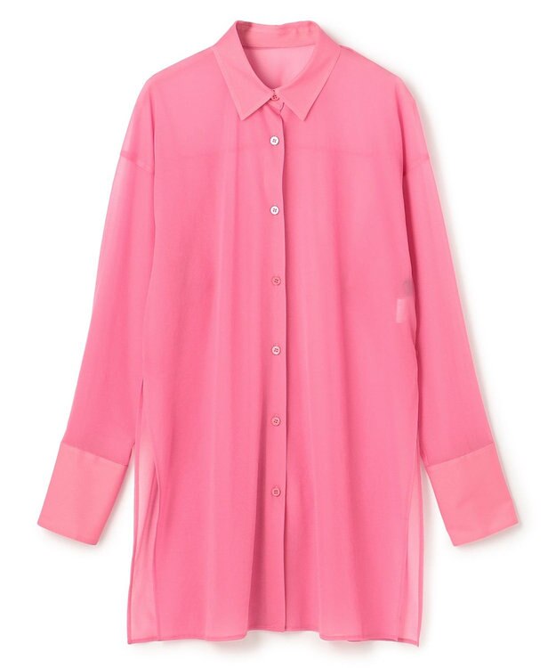 uncrave トリコットシフォン ロングシャツ ピンク