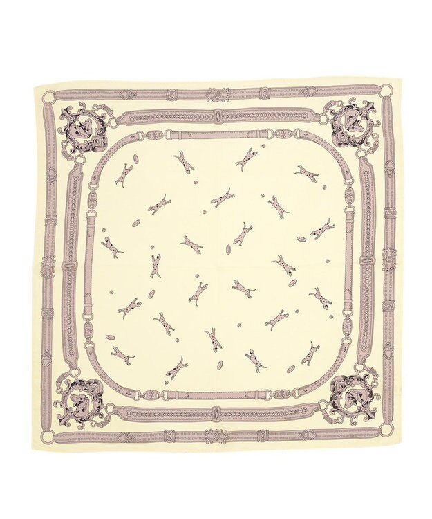 Marca 【Marcaオリジナル】ドッグ 小判 シルクツイル スカーフ クリーム