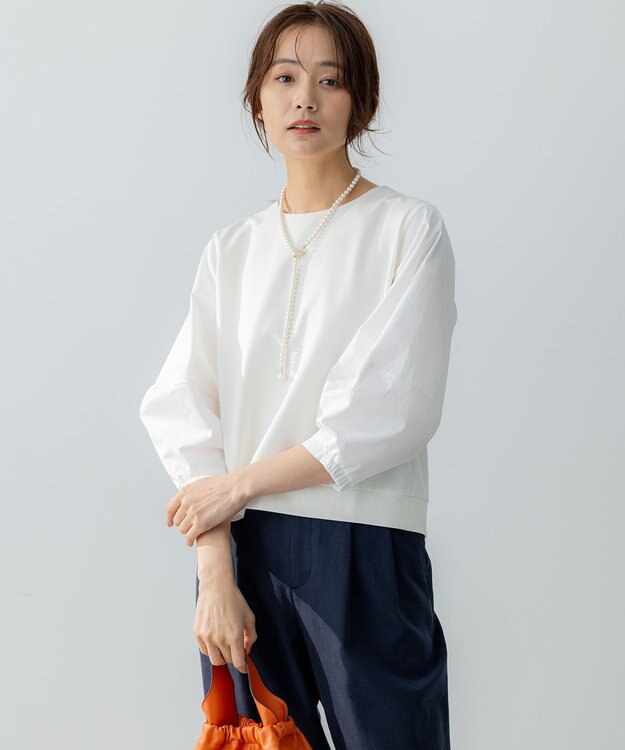 組曲 L 【WEB限定】ランタンスリーブミニ裏毛 プルオーバー アイボリー系