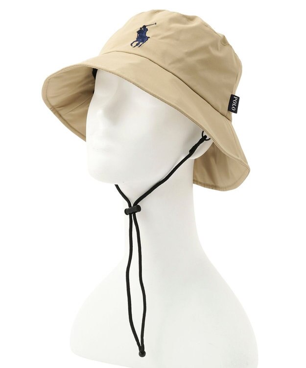 MOONBAT 【WEB限定/遮光/撥水】POLO RALPH LAUREN 晴雨兼用 バケットハット ／つば遮光生地 レインハット あご紐 キャメル