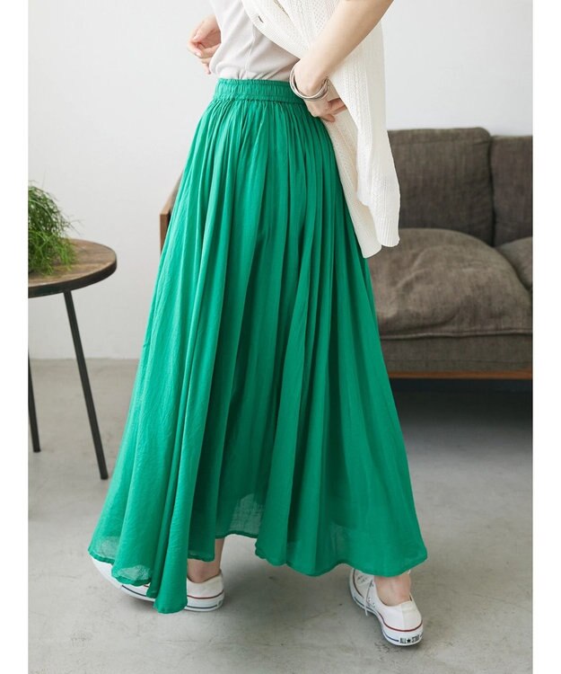 CRAFT STANDARD BOUTIQUE コットンボイルギャザースカート Green