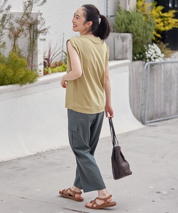 ANY 【接触冷感/UVケア】ビューティベーシックノースリーブタックTシャツ ダークピスタチオ