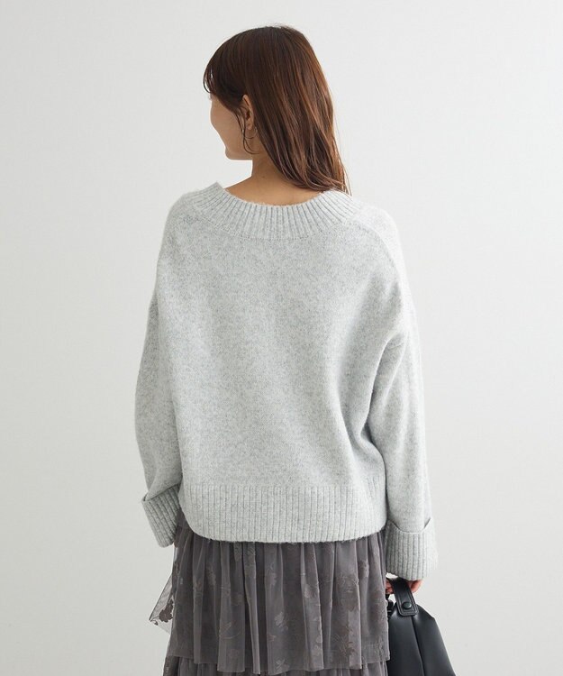 Green Parks ラメＶネックコンパクトニットプルオーバー Gray