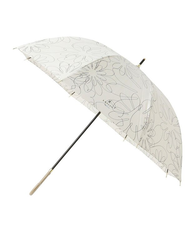 MOONBAT 【新色追加/耐風】ランバン オン ブルー 長傘 フラワー柄サテンジャガードプリント オフホワイト