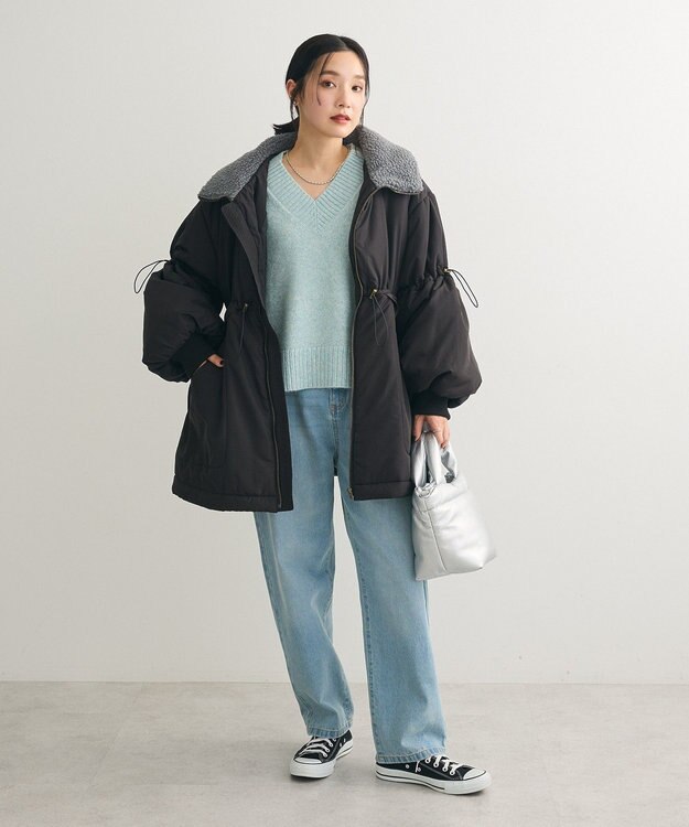 Green Parks ラメＶネックコンパクトニットプルオーバー Mint