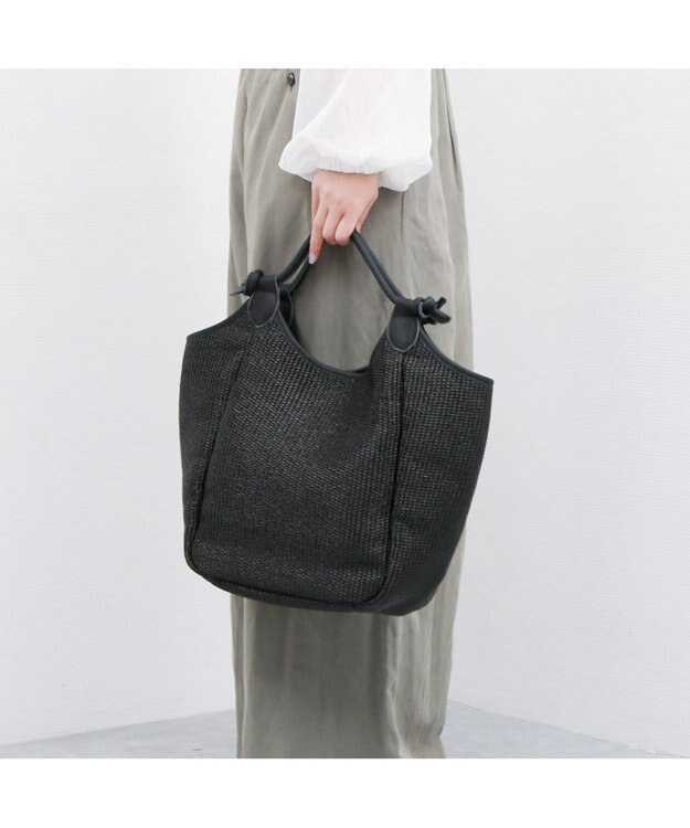 UNBILLION カシュカシュ cachecache / ポリプロピレンシート牛革付属トートバッグ ブラック