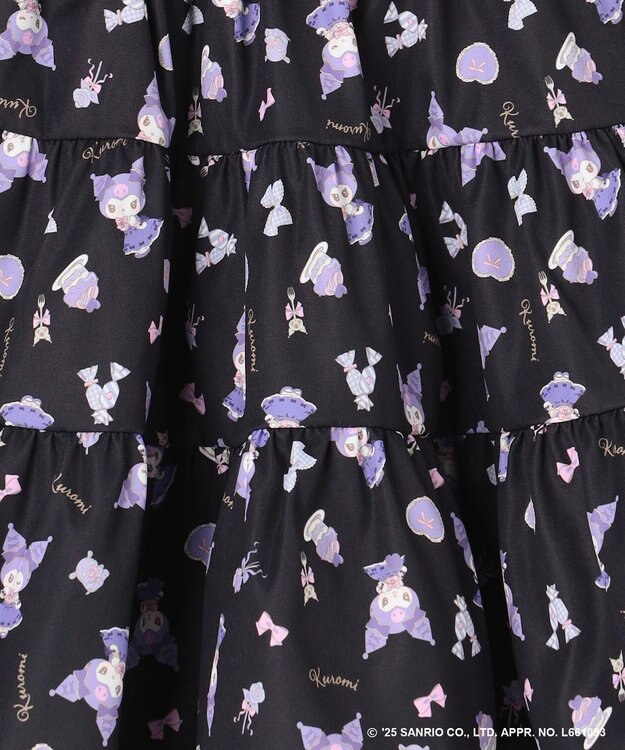 ANY KIDS 【マイメロディ＆クロミ×ANY KIDS】総柄 ティアードスカート ブラック×クロミ