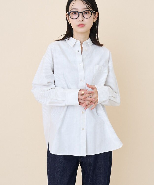 AMERICAN HOLIC オックスベーシックシャツ Stripe White