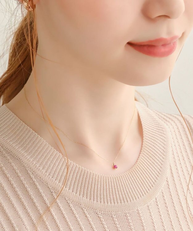 Phoebe 【K10】ジュエルラックネックレス　ルビー/7月誕生石/天然石/全長:40cm ゴールド