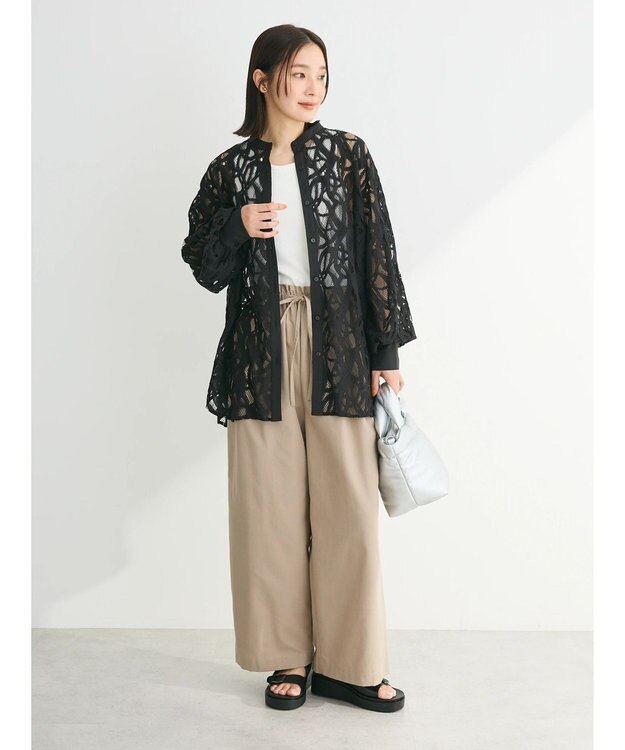 Green Parks ・ＥＬＥＮＣＡＲＥ　ＤＵＥ　レースバンドカラーブラウス Black